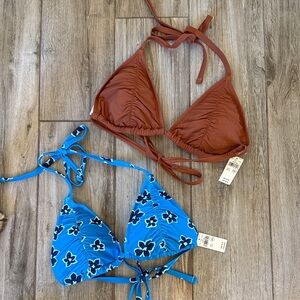 NWT Aerie Blue Floral and Terracotta Bikini TOPS (only)
